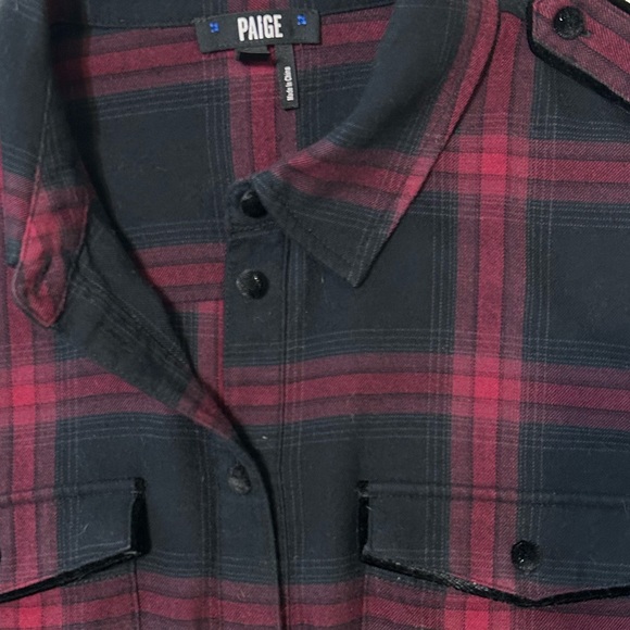 PAIGE Womens Plaid Button Down Top with Velvet Details Size S - Picture 3 of 3